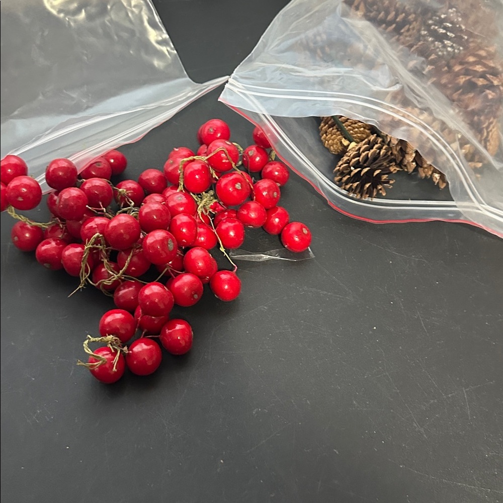 Pine cones and berry decor bowl filler bundle